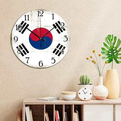 Horloge murale suspendue pour drapeau sud-coréen Horloge murale en PVC PVC