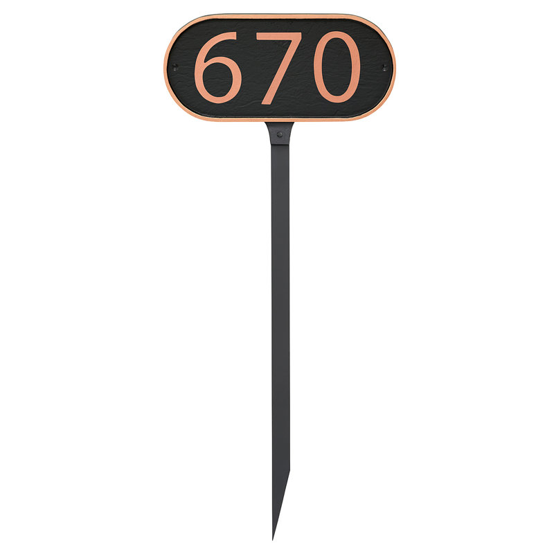 Enseigne d’adresse pour pelouse sur 1 ligne, Cuivre, Noir