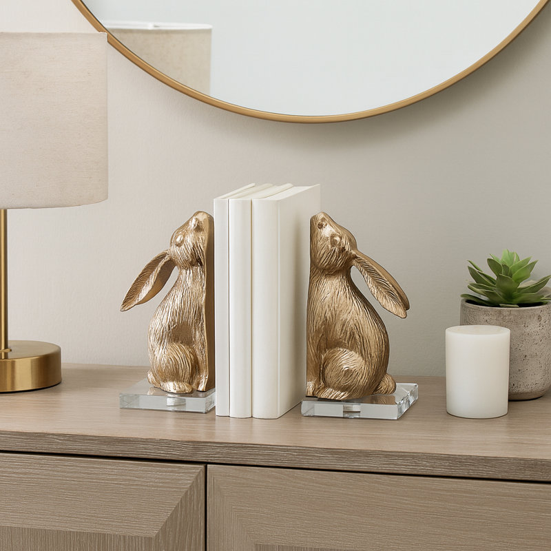 Figurine lapin Modern Bookends avec finition métallique