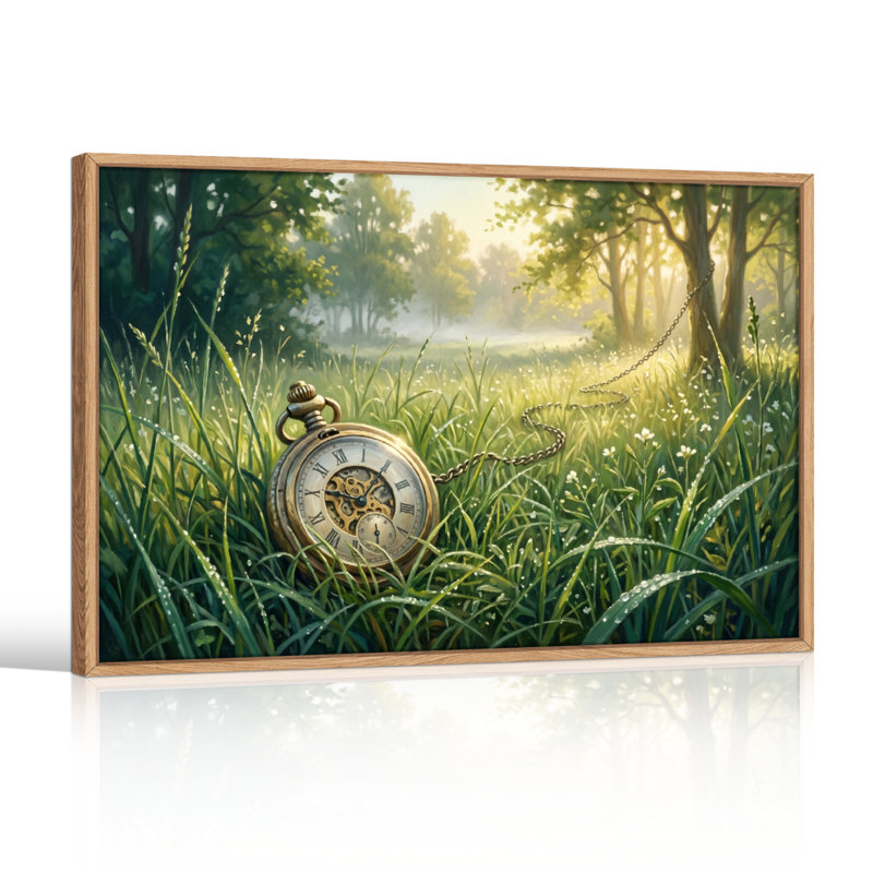Ensemble de 1 tableau sur toile « Horloge de forêt », 18"H x 24"W, Naturel