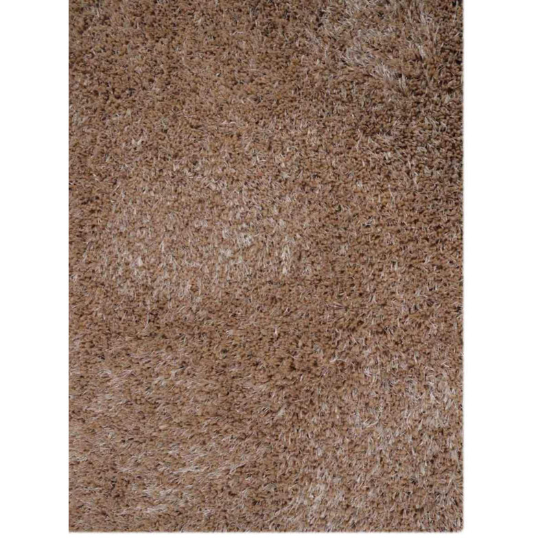 TAPIS EN POLYESTER TENUE À LA MAIN Henricks, couleur beige, conception unie, Rectangle 8 pi x 10 pi