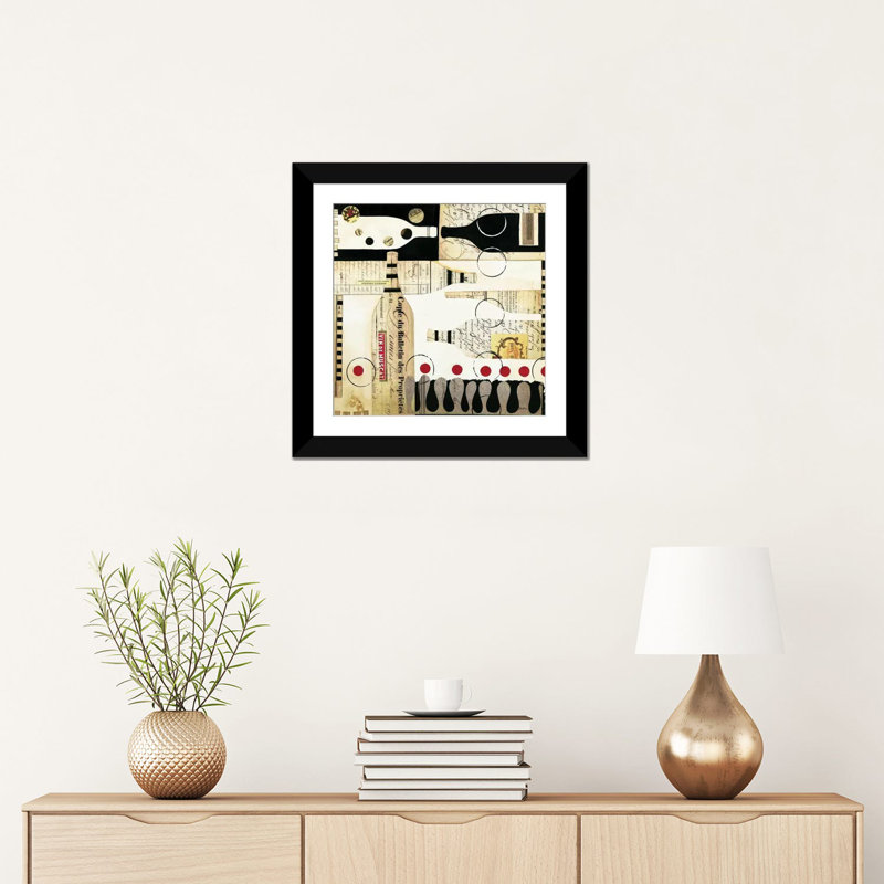 «Deco Vino I», impression sur toile, H 24 po x l 24 po x P 1 po, Papier d'art encadré noir, Blanc