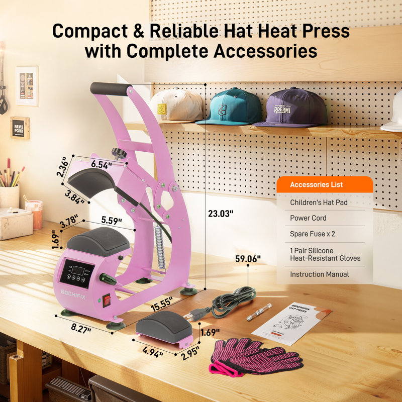 Hat Heat Press Machine, Pink