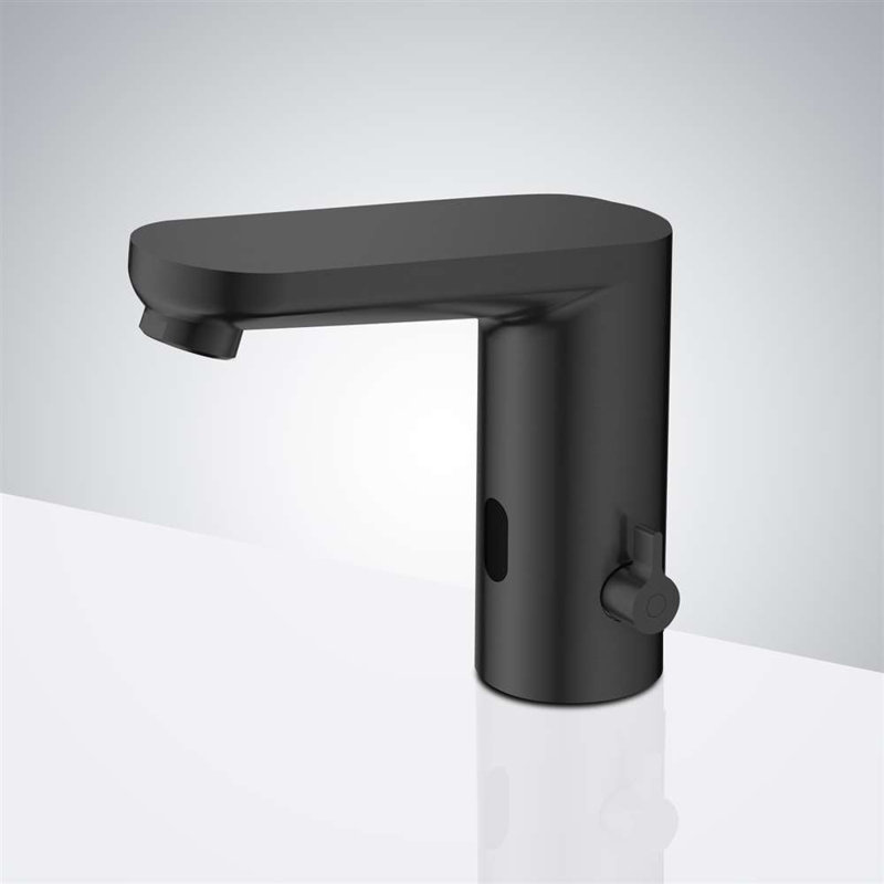 Deck Mounted Touchless Faucet Commercial Grade Automatic Sensor for Modern Restrooms, Matte Black