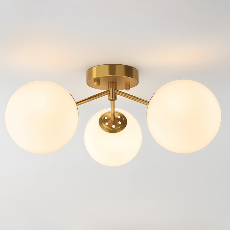 Plafonnier semi-encastré 17 po 3 lumières, Laiton brossé