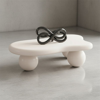 47-inch Coffee Table With Three Ball-shaped Legs, Cloud-shaped Side Table, Suitable For The Living Room