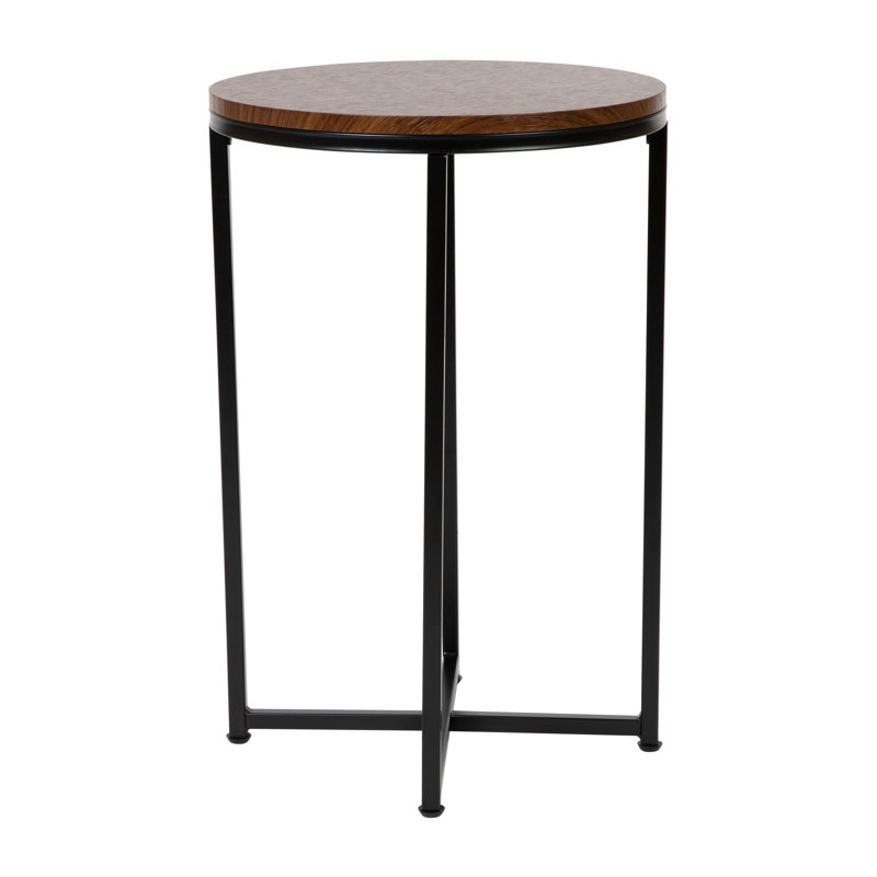 Hampstead Collection End Table - Modern Laminate Accent Table with Crisscross Frame, Matte Black, Walnut
