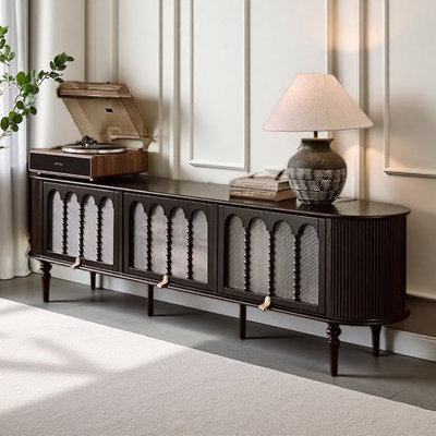 French Retro Solid Wood Design TV Cabinet