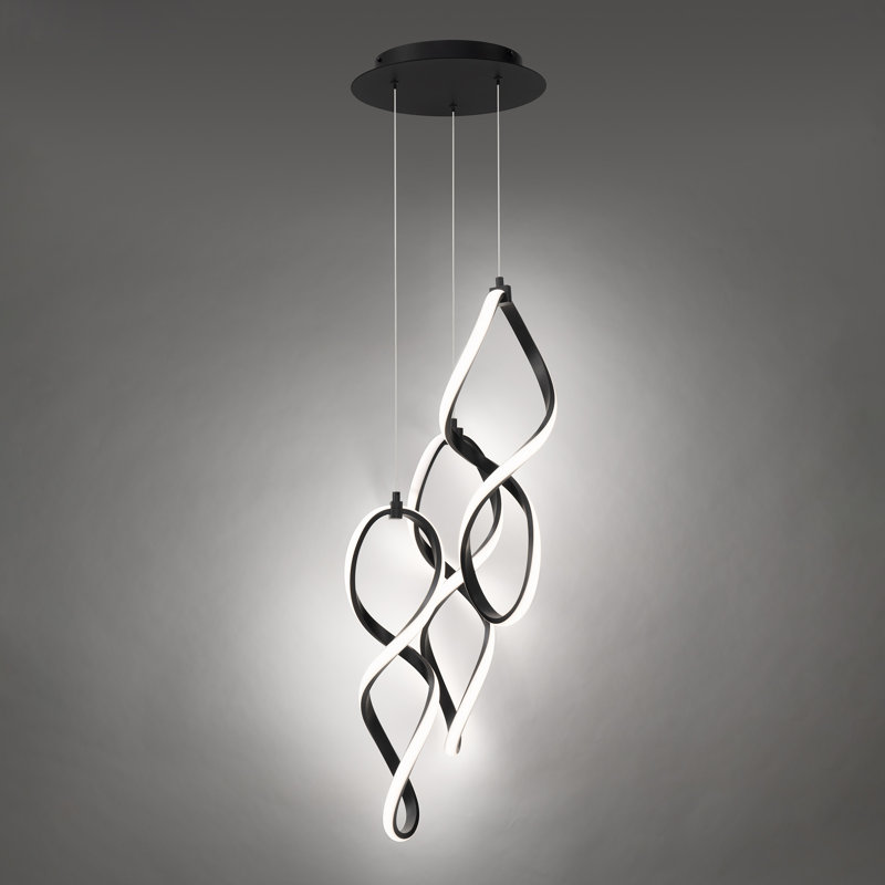Luminaire suspendu en grappe rond à 3 lumières Interlace, Matte Black