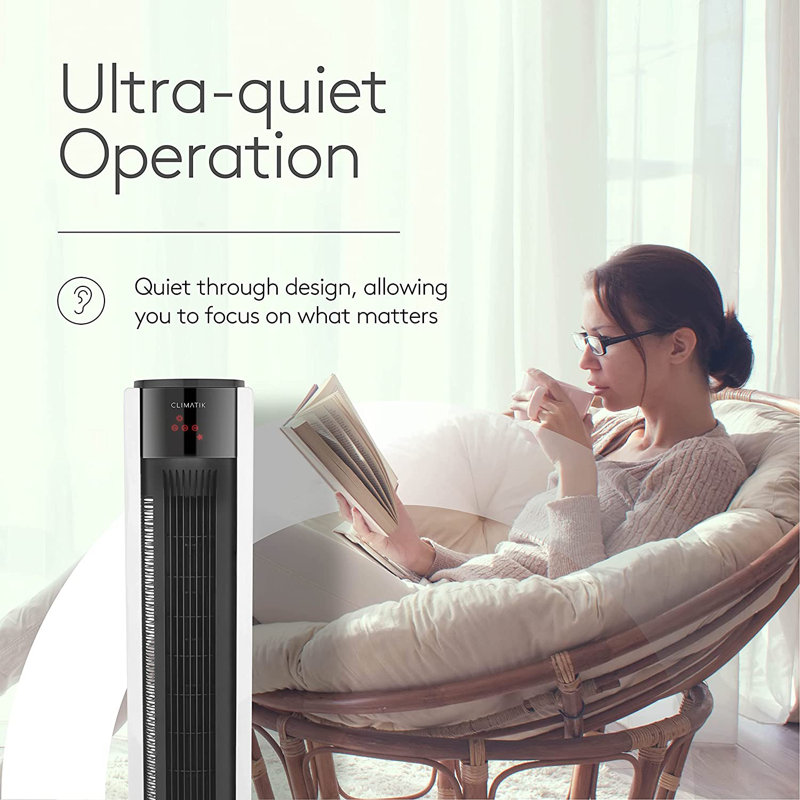 Climatik 43-inch XL Tower Fan Internal Oscillation, 3 Speed Settings, Remote Control & Timer 