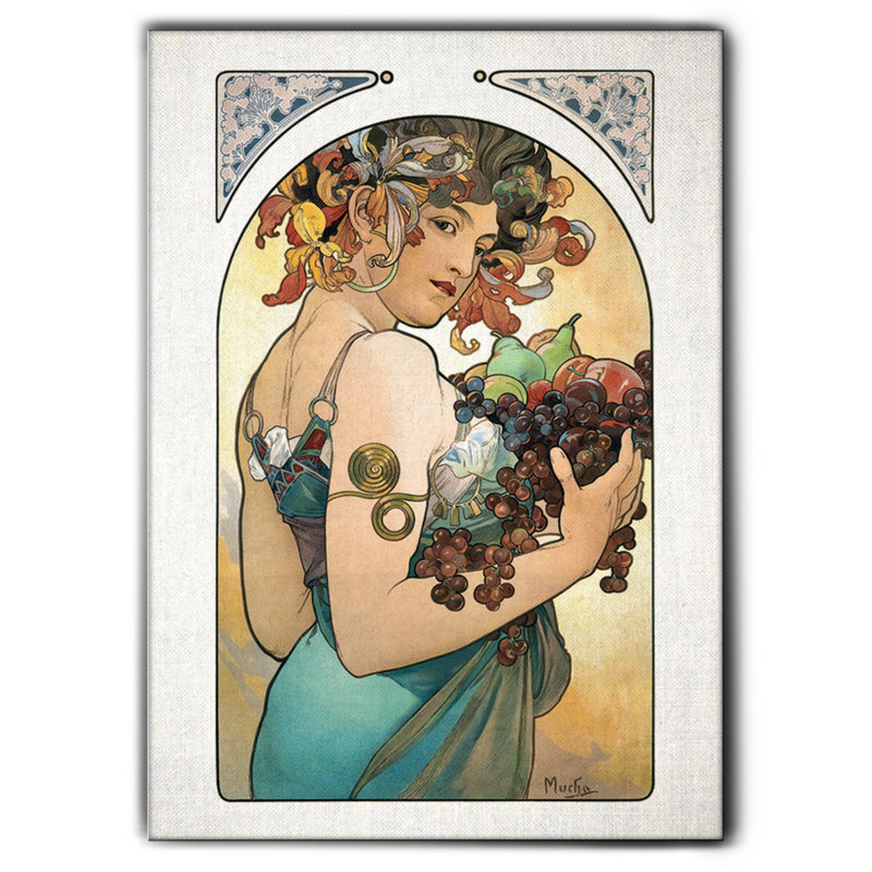 Frutta by Alphonse Mucha - Unframed Painting on Glass, 135cm H x 95cm W