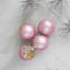 Ensemble de 4 boules de Noël en perles de verre et paillettes roses 4,75 po (70 mm)