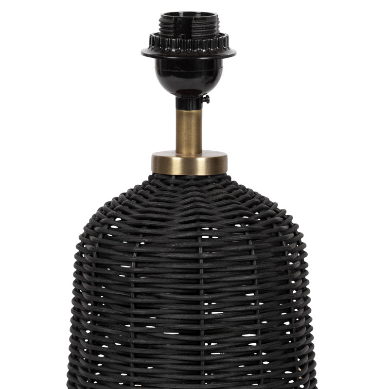 Wylla Modern Rattan Bedside Table Lamp, Black