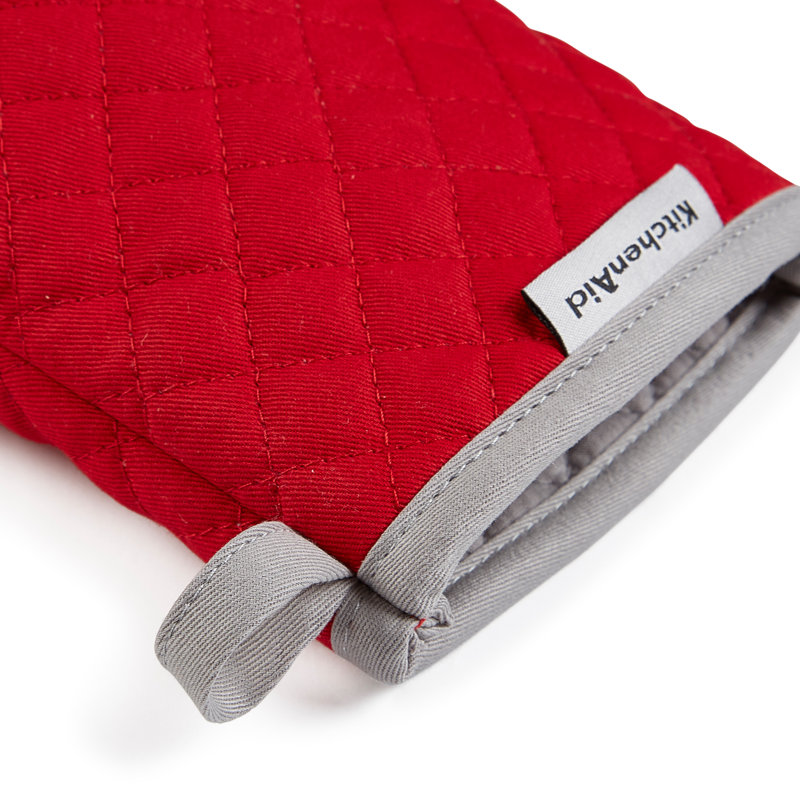 KitchenAid Asteroid Solid Textured Mini Oven Mitt, Red