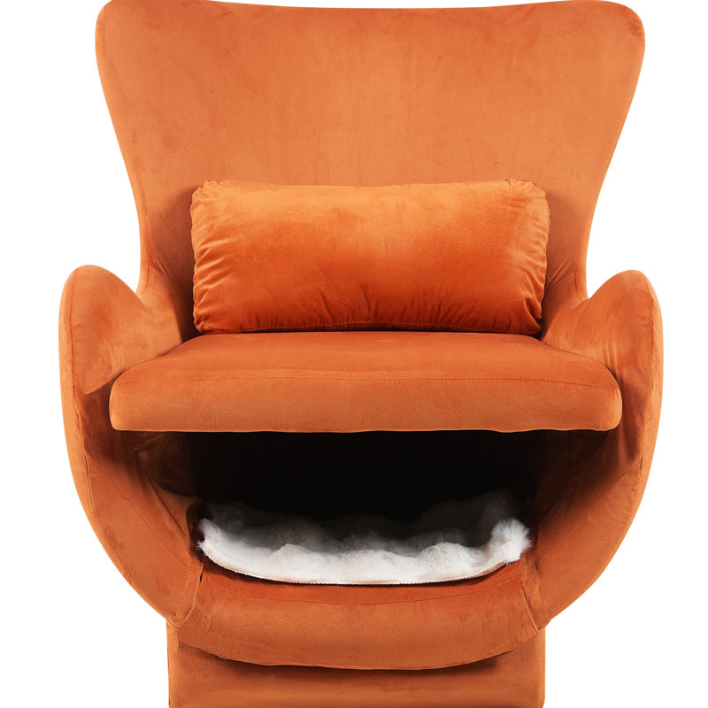Fauteuil d'appoint en velours orange Pet, Orange