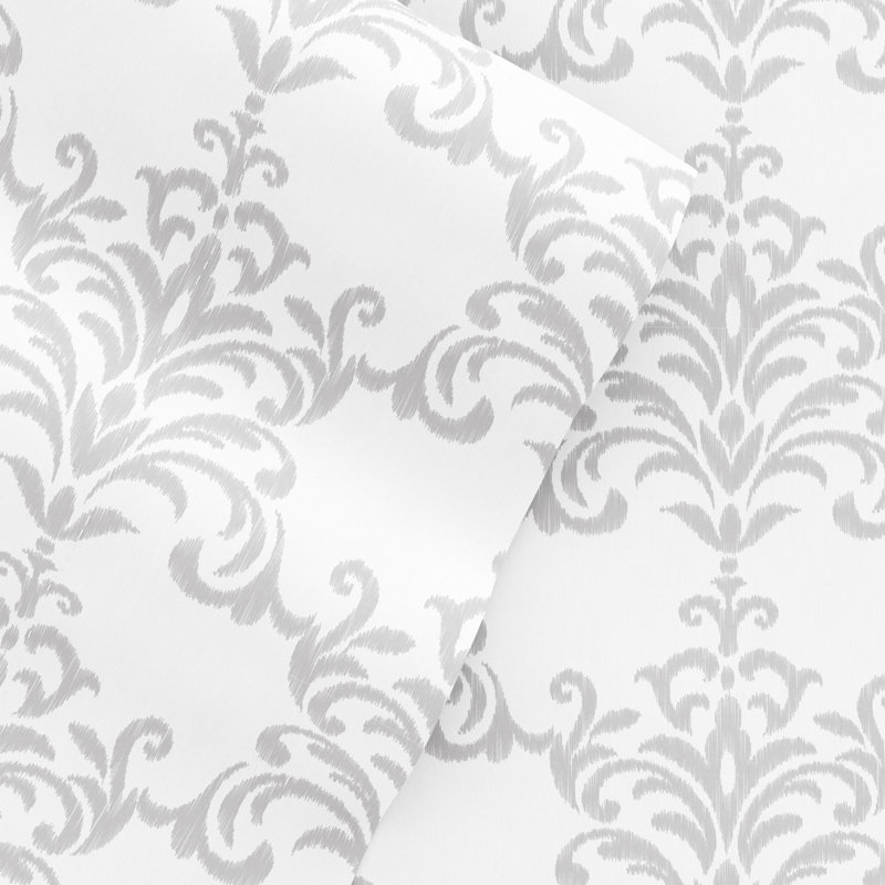 Soft Bouquet Damask Pattern Microfiber Sheet Set, King Sheet Set + 1 Fitted Sheet + 2 Pillowcases