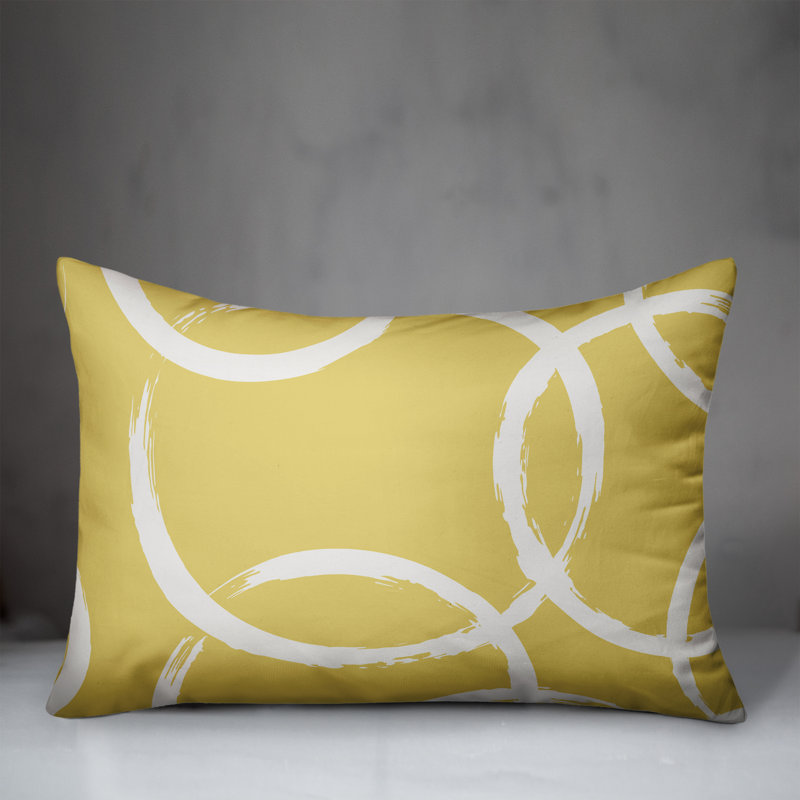  Coussin intérieur / extérieur géométrique, Jaune