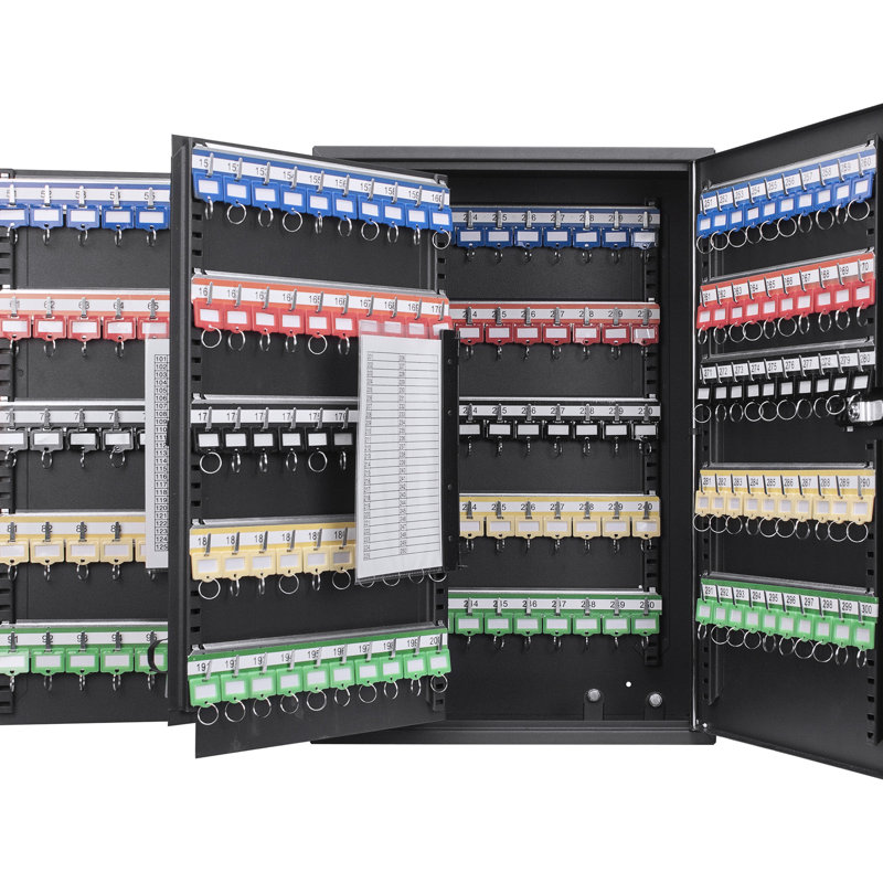 Armoire murale de rangement pour 300 clés - Acier noir, réglable, serrure à combinaison pour une sécurité optimale des clés.