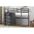 Full Loft Bed With Built-In Wardrobe, Led , Gray Wooden Shelves Wood Storage Shelves, Reading