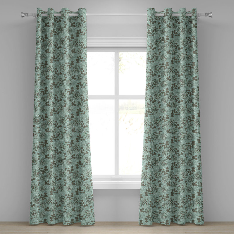 Rideau à œillets à motif floral 2 panneaux Dakota Fields, écume de mer vert sauge, L 50 po x L 108 po