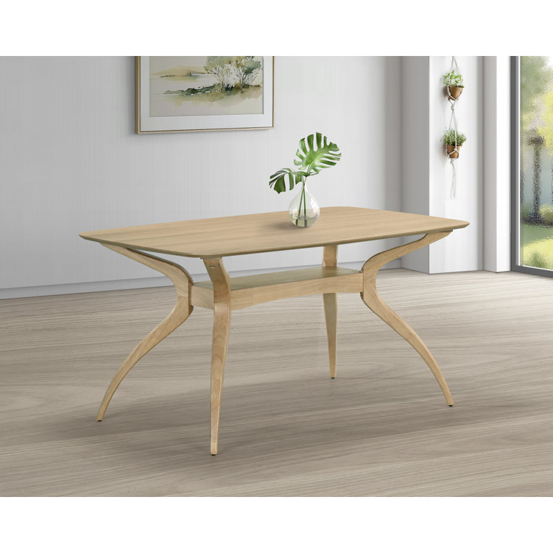 Ensemble de salle à manger 5 pièces en bois Aria avec pieds sculptés et chaises rembourrées, Chêne, 4
