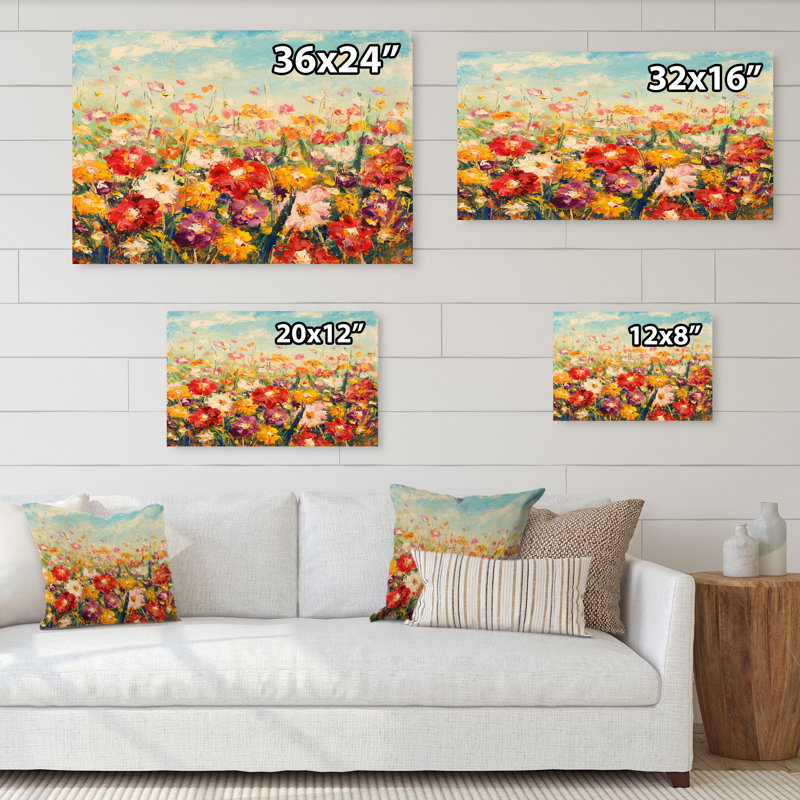 «Fields Of Vibrant Spring Flowers», reproduction sur toile flottante, H 8 po x l 12 po x P 1 po, Toile tendue