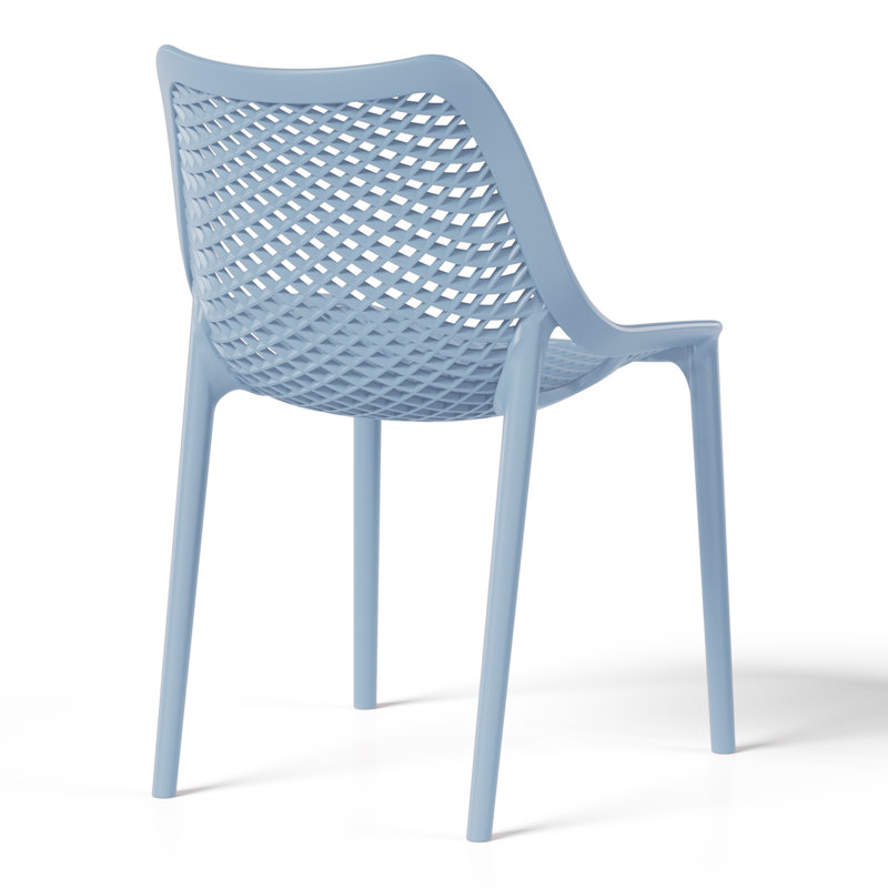 Outdoor Stacking Dining Side Chair (Set Of 2), Blue