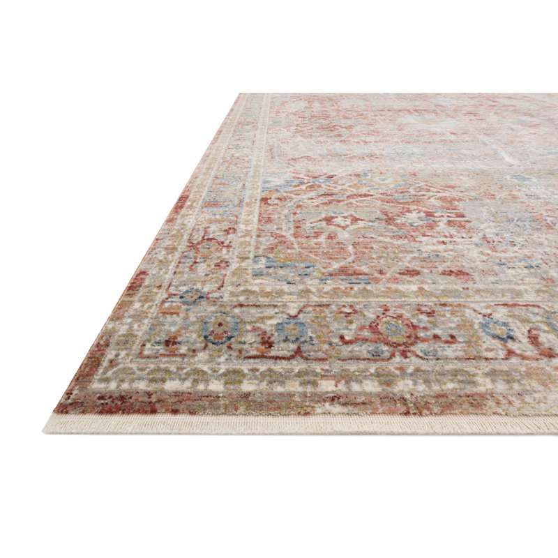 Tapis rouge / ivoire Ochlocknee, Rectangle 5 pi 3 po x 7 pi 9 po