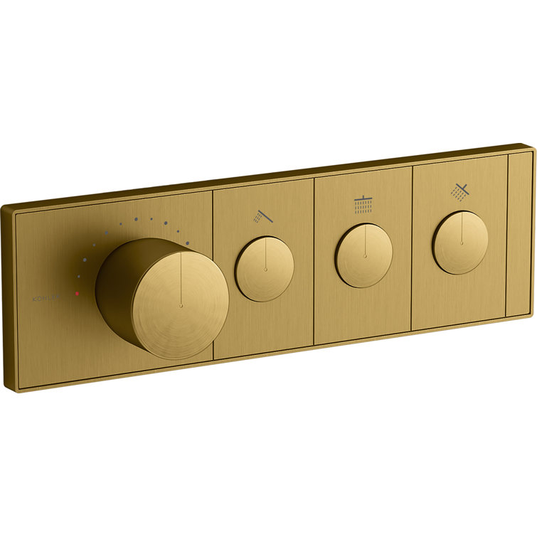 Anthem Three-Outlet Thermostatic Valve Control Panel With Recessed Push-Buttons