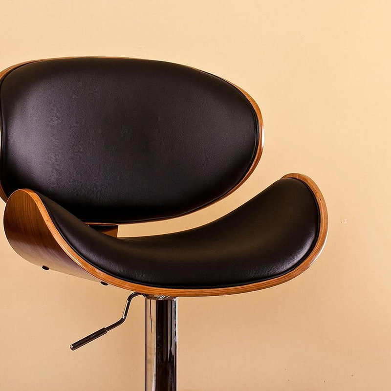 Tabouret de bar rotatif à hauteur réglable avec siège et dossier courbés Modern, Noir