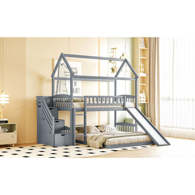 Twin Over Bunk Bed With Storage Steps & Slide - Maximize Bedroom Space And Enhance ' Ambiance