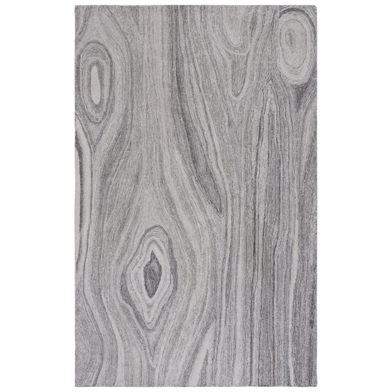 Tapis gris en laine touffeté à la main Chineme, Rectangle 4 pi x 6 pi