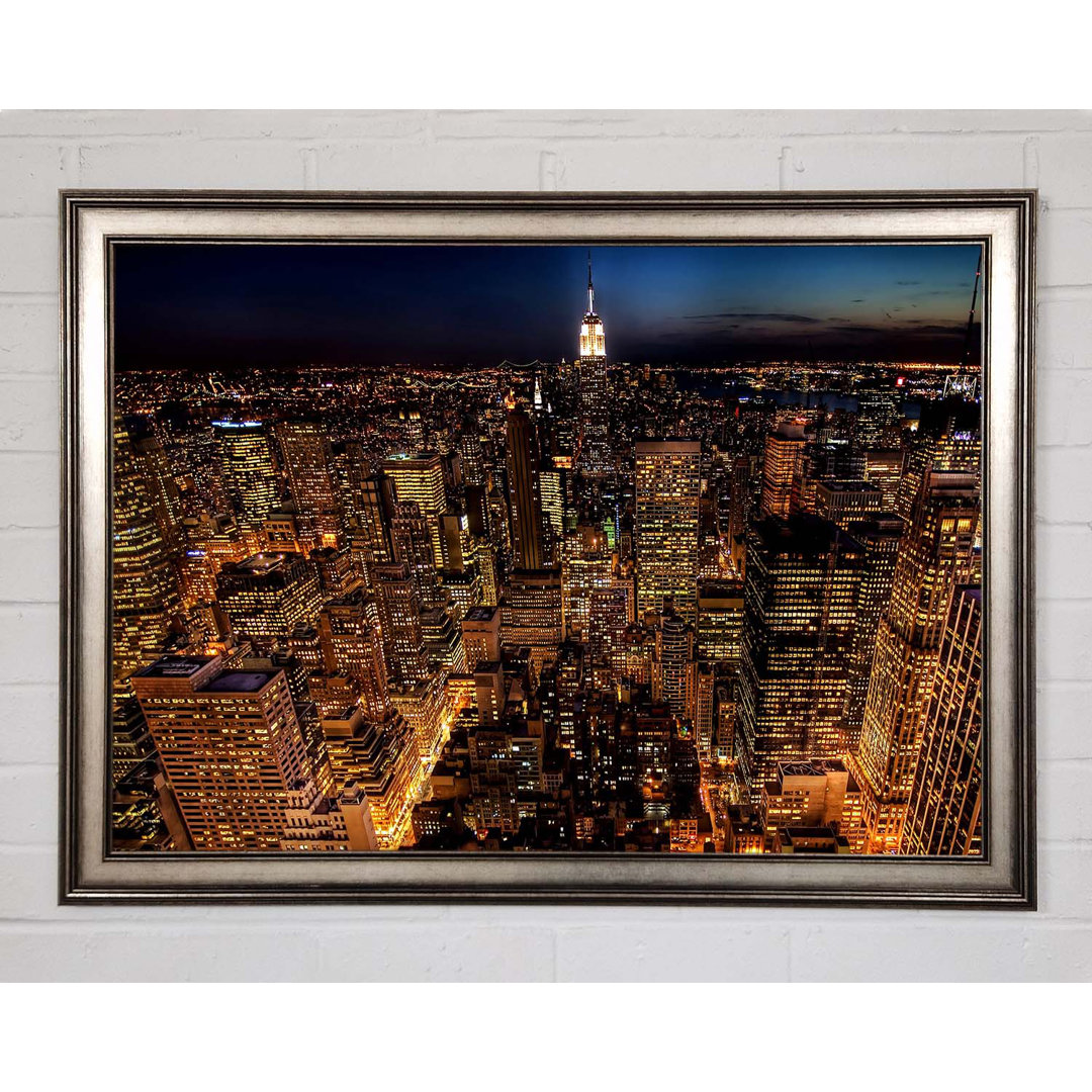 Manhattan Night Life Glow - Einzelne Bilderrahmen Kunstdrucke