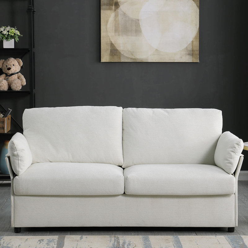 Causeuse de réception en tissu 70,05 po Lehew, Beige