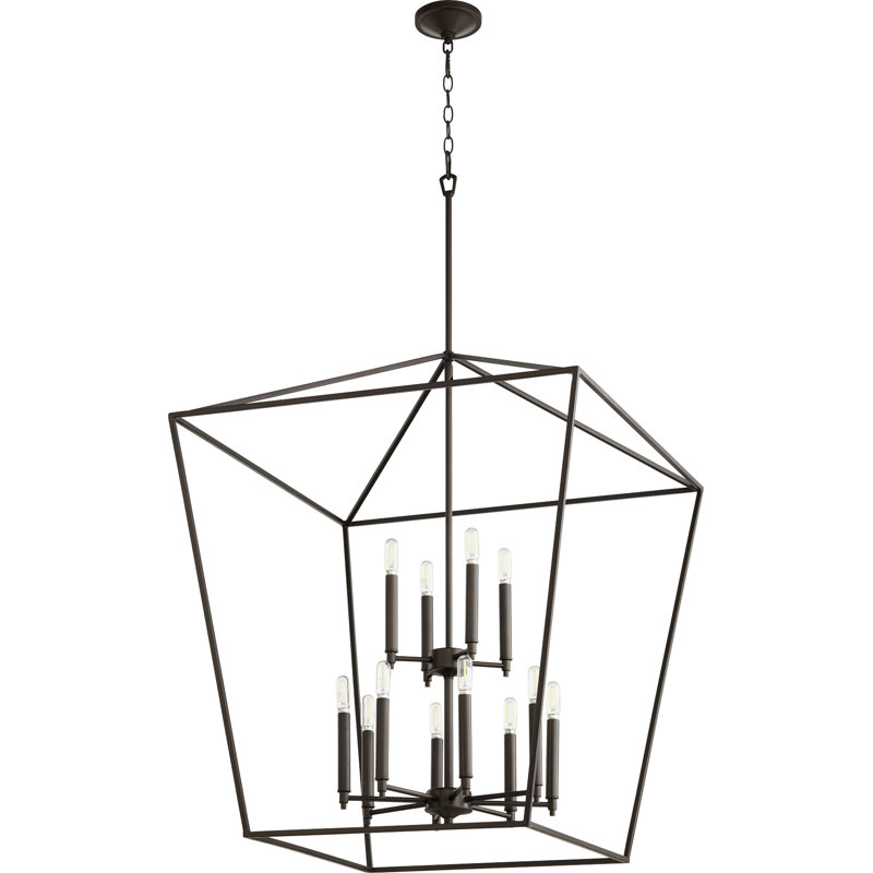 Lustre géométrique à 12 lumières Arletta, Bronze huilé