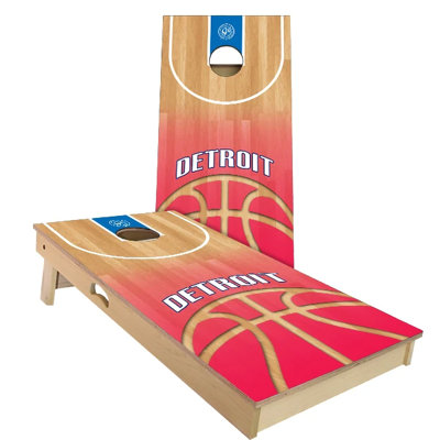 Detroit Basketball Cornhole Board Set | Includes (2) Boards, (8) Bags & Optional Accessories