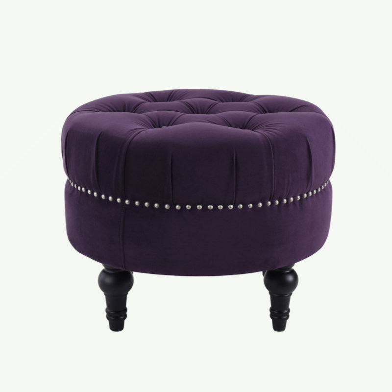 Repose-pieds capitonné Dawn, velours mauve