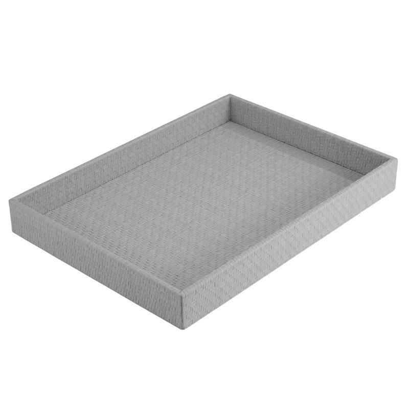 Wicker Vinyl Decorative Tray, Gray