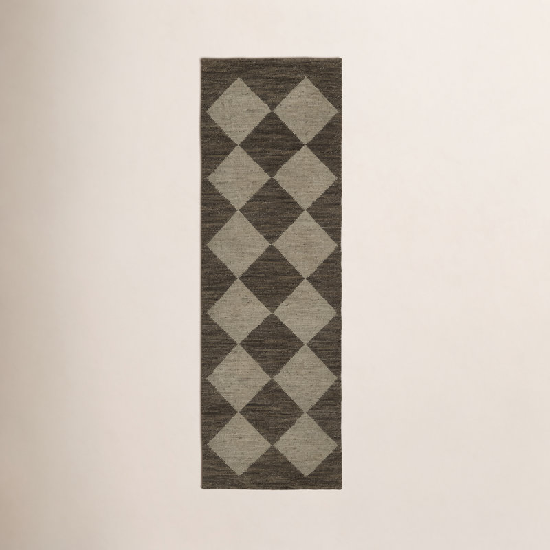 Winnie Wool Geometric Area Rug in Brown/Tan, Runner 2'6" x 8' 