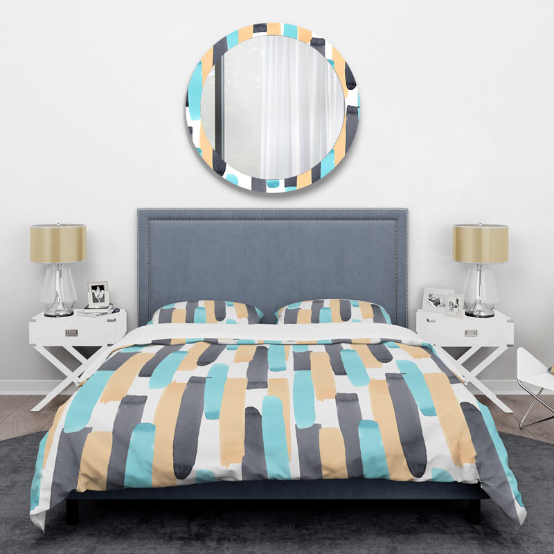 Modern & Contemporary Polyester Twill Geometric Shapes Duvet Cover, Full/Queen Duvet Cover + 2 Shams