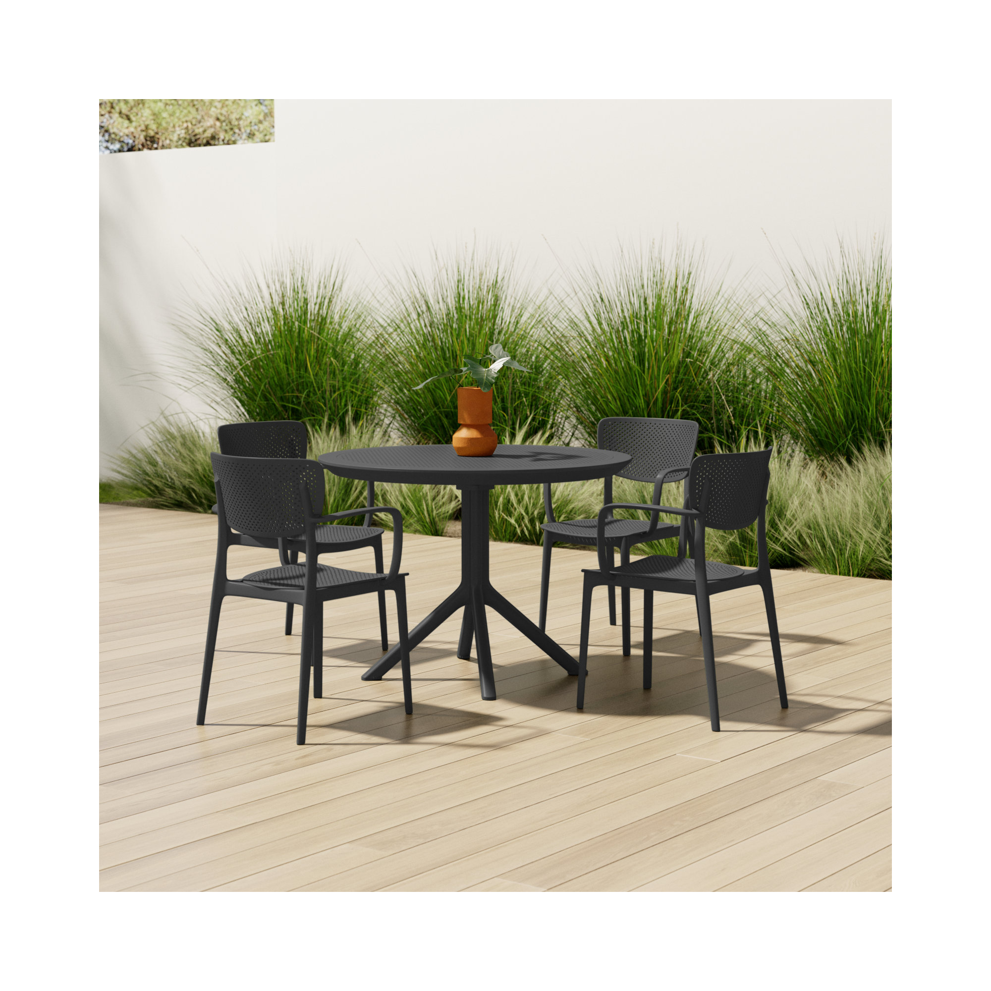 Farrah Loft Armchair 5 Person Dining Set, Black