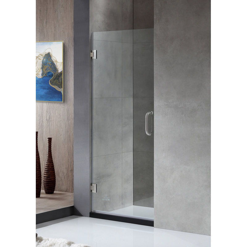 Fellow Series 70" Hinged Frameless Shower Door, Brushed Nickel
