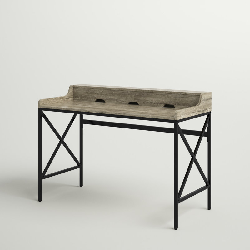Ciel Metal Base Writing Desk with Power Outlet