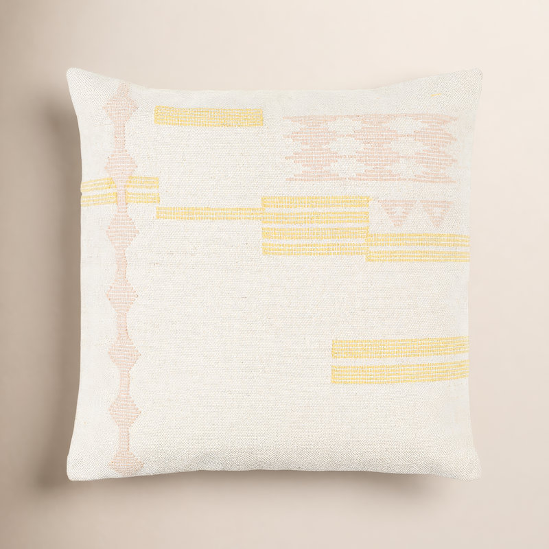 Mariposa Geometric Cotton Throw Pillow, 20" x 20", Down