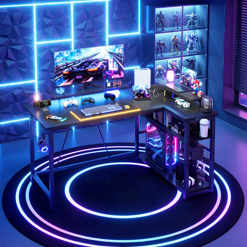 L-Shaped Metal Base Computer Desk