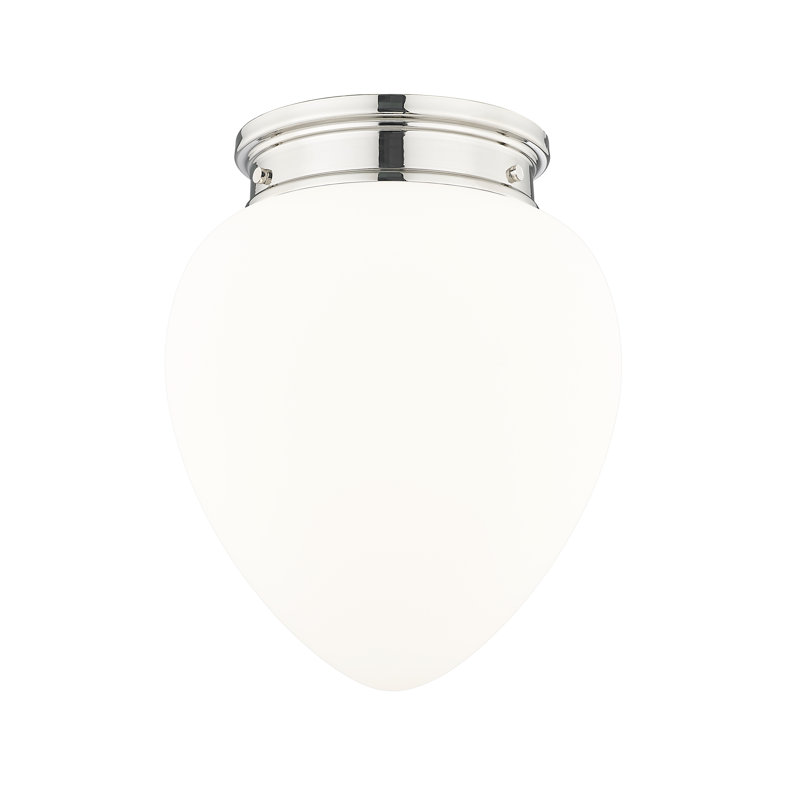 Jevone Glass Flush Mount, 15" H x 12.5" W x 12.5" D, Polished Nickel