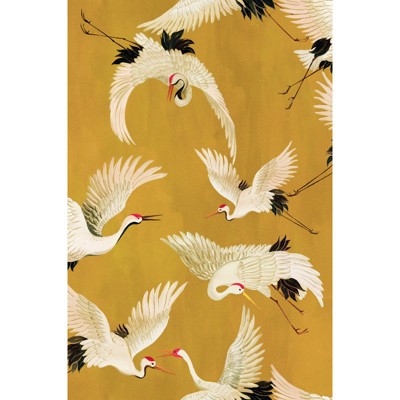 Galerie Designer Walls Cranes Wallpaper, Yellow