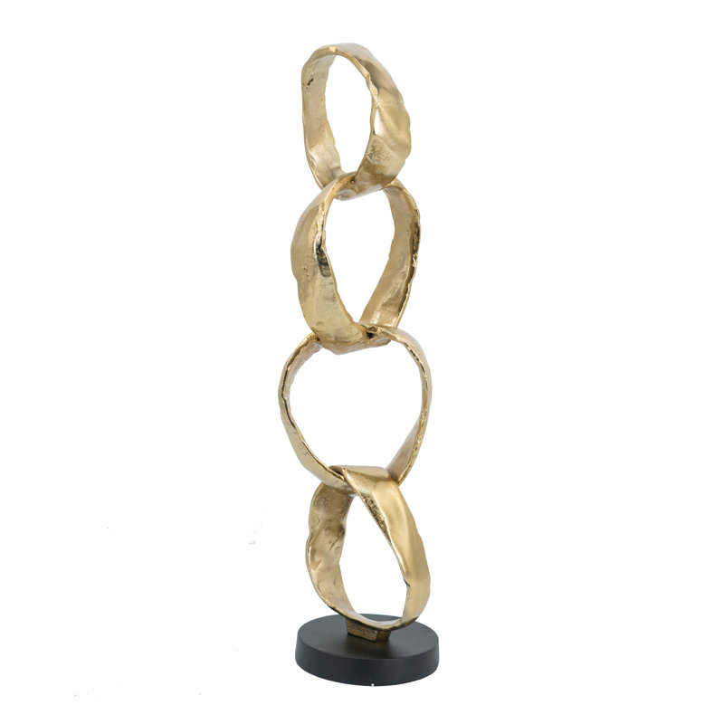 Sculpture décorative à anneaux imbriqués - 7 x 6 x 24,5 po - or