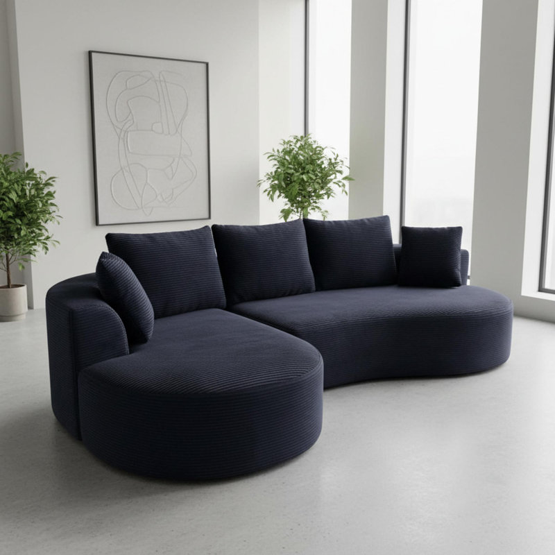 Canapé modulaire courbé, Noir