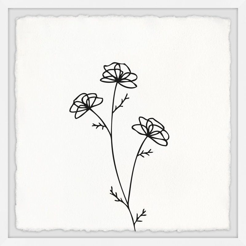 Poppy Outline - Single Picture Frame Painting, 30cm H x 30cm W x 3.81cm D